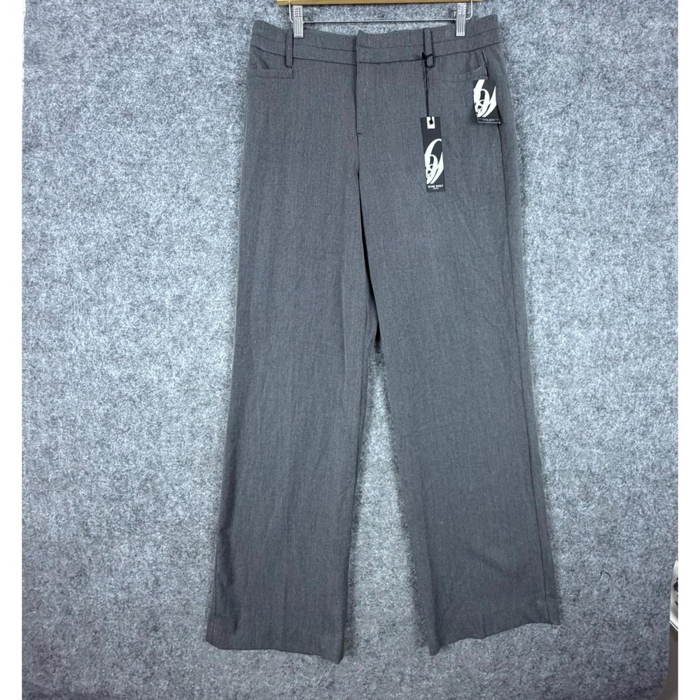 Nine West Dress Pants‎ Womens 12 Gray Stretch High Rise Straight Leg Formal